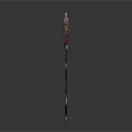 Ornate Decorative Staff With Intricate Carved Top And Long Wooden Shaft