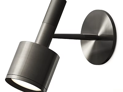 Modern Metal Wall Lamp With Cylindrical Shade Adjustable Arm And Round Base Design 3d model