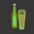 Heineken Green Beer Bottle With Glass Of Golden Foamy Beer On Black Surface