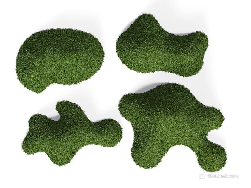 Green Irregular Shaped Grass Covered Microlandforms For Natural Garden Design 3d model 