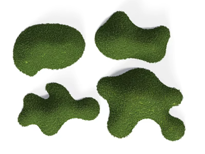Green Irregular Shaped Grass Covered Microlandforms For Natural Garden Design 3d model