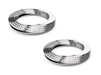 Two Silver Circular Bracelets Featuring Modern Perforated Dot Pattern and Metallic Shine 3d model