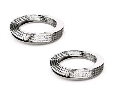 Two Silver Circular Bracelets Featuring Modern Perforated Dot Pattern and Metallic Shine 3d model
