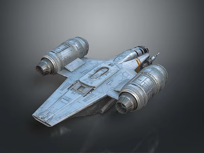 Futuristic Silver Spaceship 3D Rendering With Large Engines And Angular Design 3d model