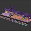 Modern Station Design With Extended Platform Purple Roof And Yellow Seating Areas