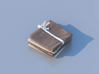 Thick Soft Folded Brown Towels Tied With White Ribbon For Daily Household Use 3d model