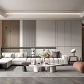 Modern Living Room Sofa Coffee Table Combination Multi-person Sofa Lazy Sofa Floor Lamp Sculpture Ornaments 3d model