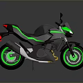 Modern Sporty Motorcycle With Green Accents Sleek Design And Green Wheels