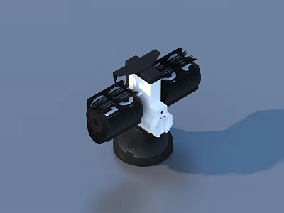 Modern Black And White Household Cooling Fan With Dual Blades And Stable Base 3d model