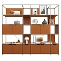 Modern Shelf Unit With Multiple Tiers Cabinet Doors And Decorative Items 3d model
