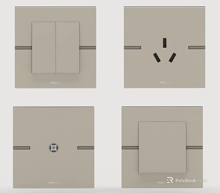 Modern Home Electrical Switch Panels With Different Types And Neutral Design 3d model 