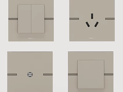 Modern Home Electrical Switch Panels With Different Types And Neutral Design 3d model