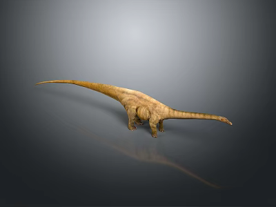 Lifelike Brown Textured Long Neck Dinosaur Model On Gray Gradient Background 3d model