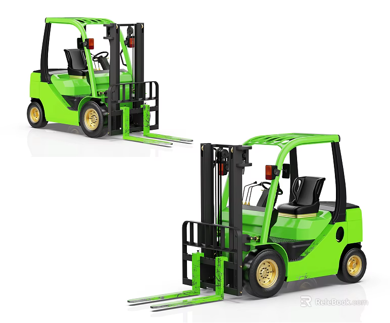 Green Forklifts Essential Industrial Equipment For Heavy Duty Material Handling 3d model 