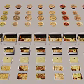 Assorted Food Plates And Boxes With Various Pizza Toppings And Different Flavors