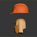 Orange Safety Helmet And Orange Overalls With Green Pattern Tool Pockets Work Clothing