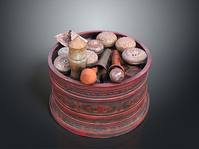 Chinese Wooden Box Lacquerware Lacquer Box Betel Nut 3d model