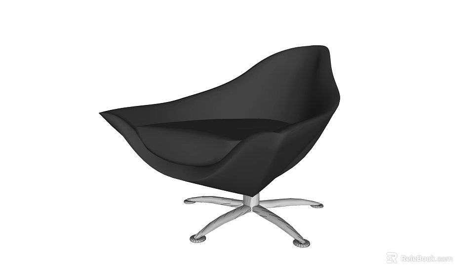 Modern Black Accent Chair With Sleek Design And Silver Metal Base 3d model 