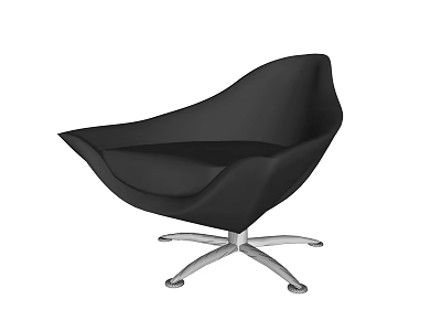 Modern Black Accent Chair With Sleek Design And Silver Metal Base 3d model
