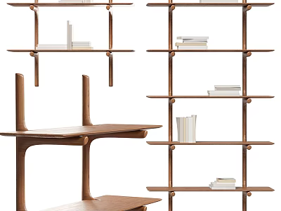 Modern Wooden Multi Tiered Shelving Units With Open Design For Books Storage 3d model