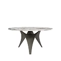 Round Marble Top Dining Table With Modern Metal Three Leg Base Design 3d model