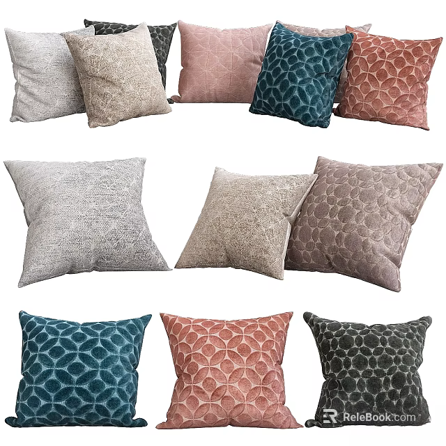 Decorative Throw Pillows With Various Colors And Patterns For Home Sofa Decor 3d model