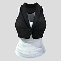 Stylish Black Sleeveless Cropped Vest Layered Over White Tank Top Fashion