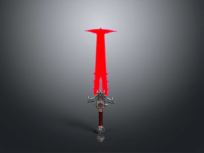 Red Glowing Sword With Silver Ornate Hilt And Decorative Details 3d model