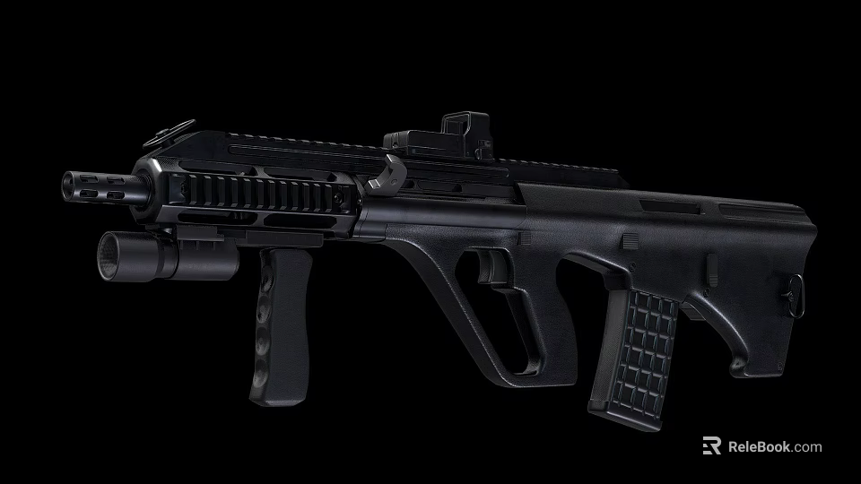 Modern Tactical Black Rifle Features Rail System Grip Magazine and Muzzle Brake 3d model 