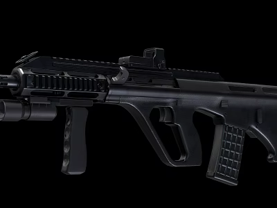Modern Tactical Black Rifle Features Rail System Grip Magazine and Muzzle Brake 3d model
