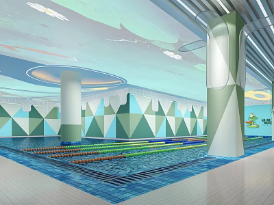 Modern Swimming Pool Cartoon Swimming Pool 3d model