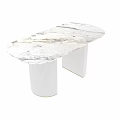 Modern White Table Design With Marble Top Column Base And Gold Accents 3d model