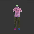 Men's Casual Outfit Pink Floral Shirt Blue Jeans Brown Shoes Red Sunglasses