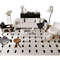 Quiet sofa tea table combination 3d model