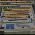 Active Construction Site Featuring Foundation Pit Steel Frame Excavators And Temporary Facilities 3d model