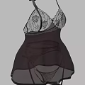 Black Women's Lingerie With Halter Neck Lace Details And Sheer Fabric Garter Straps