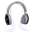 Modern Over Ear Headphones With Clear Acrylic Stand And Gray Black Design