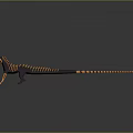 3D Mythical Horned Creature Character With Orange Black Skeletal Body And Long Tail