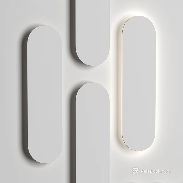 Modern Wall Mounted White Sconces With Geometric Shapes And Soft Lighting 3d model 