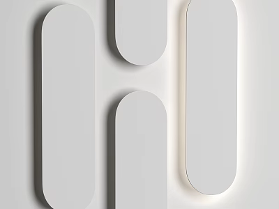 Modern Wall Mounted White Sconces With Geometric Shapes And Soft Lighting 3d model