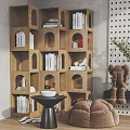 Modern Corner Bookcase Corner Bookshelf Cream Bookcase Rack Geometric Art Bookcase Display Cabinet 3d model