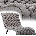 Grey Tufted Sofa Bench with Soft Velvet Upholstery and Decorative Stitched Edges