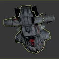 Futuristic Sci-fi Fighter Spaceship With Metallic Gray Body Red White Accents And Weapon Details