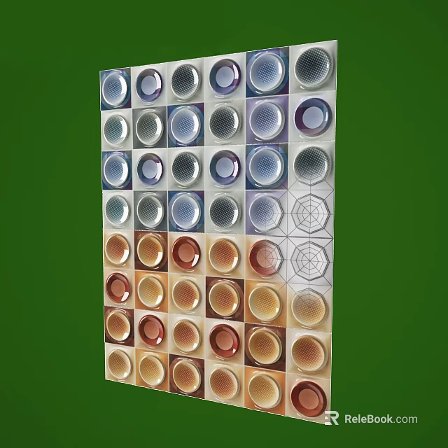 Colorful Circular Pattern Arranged Wall With Various Hues And Textured Designs 3d model 