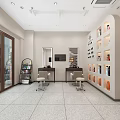 Modern Beauty Hair Salon Interior With Reception Counter Styling Chairs Mirrors And Product