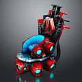 Red And Blue Mechanical Equipment With Seat Structure And Blue Lighted Round Base Components 3d model