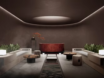 Quiet Hall Resort Hotel Reception Lobby 3d model