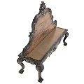 Vintage Wooden Leisure Chair With Ornate Carved Backrest And Decorative Legs