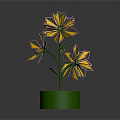 Colorful Flower Shaped Decorative Ornament Set With Multicolored Petals And Green Base
