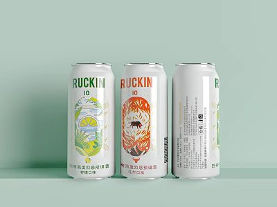Ruckin Canned Liquor With Various Package Designs 3d model